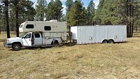 Hunting rig.  S&S camper with solar and generator. 2005 dually 4x4.  24' car trailer with UTV's.