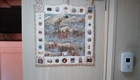 Quilt with pins from our 3 month trip to Alaska. 
Beside picture you can see an upgrade thermostat. The little black one is a piece of junk. 
This one works great and very accurate.  
Honeywell...