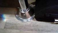 Table legs will not stay in place, so I drilled and taped a 1/4 x 20  3" screw in bottom of each leg.  No one will be sleeping on this table. Easy to unscrew to turn into 
Bed if needed. (This floor...