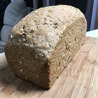 loaf of whole wheat bread kneaded and baked by husband (Athanasios)