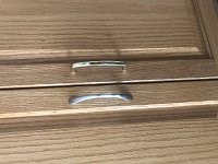 removed gold cabinet levers for brushed nickel