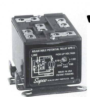 Click image for larger version

Name:	Supco APR5 Adjustable Potential Relay.jpg
Views:	94
Size:	176.0 KB
ID:	176841