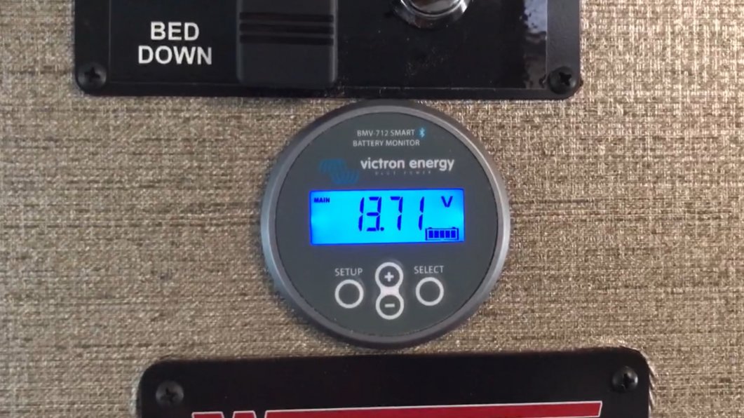 Bluetooth Victron battery meter for coach and starter batteries. Set your desired amp hour threshold, and receive alerts if you drop below 50%, or whatever threshold you choose. Also display on the app or display, hours used, hours to geo, etc. way more accurate than the stock display.