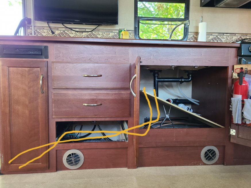 Wiring route for extra batteries under sink