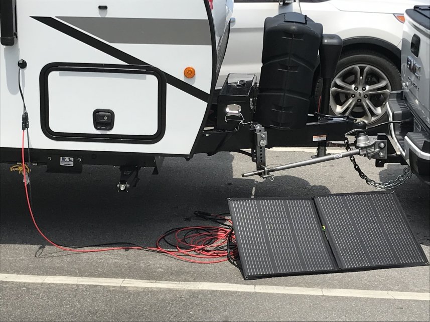 110w Bi-fold solar panel hooked to SAE port